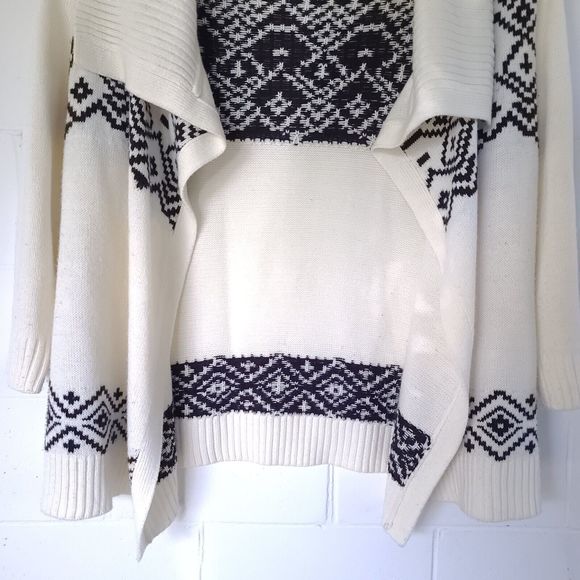 Lane Bryant plus size 18/20 W open front Geometric cardigan 3/4 sleeve ivory Wht - Picture 6 of 15